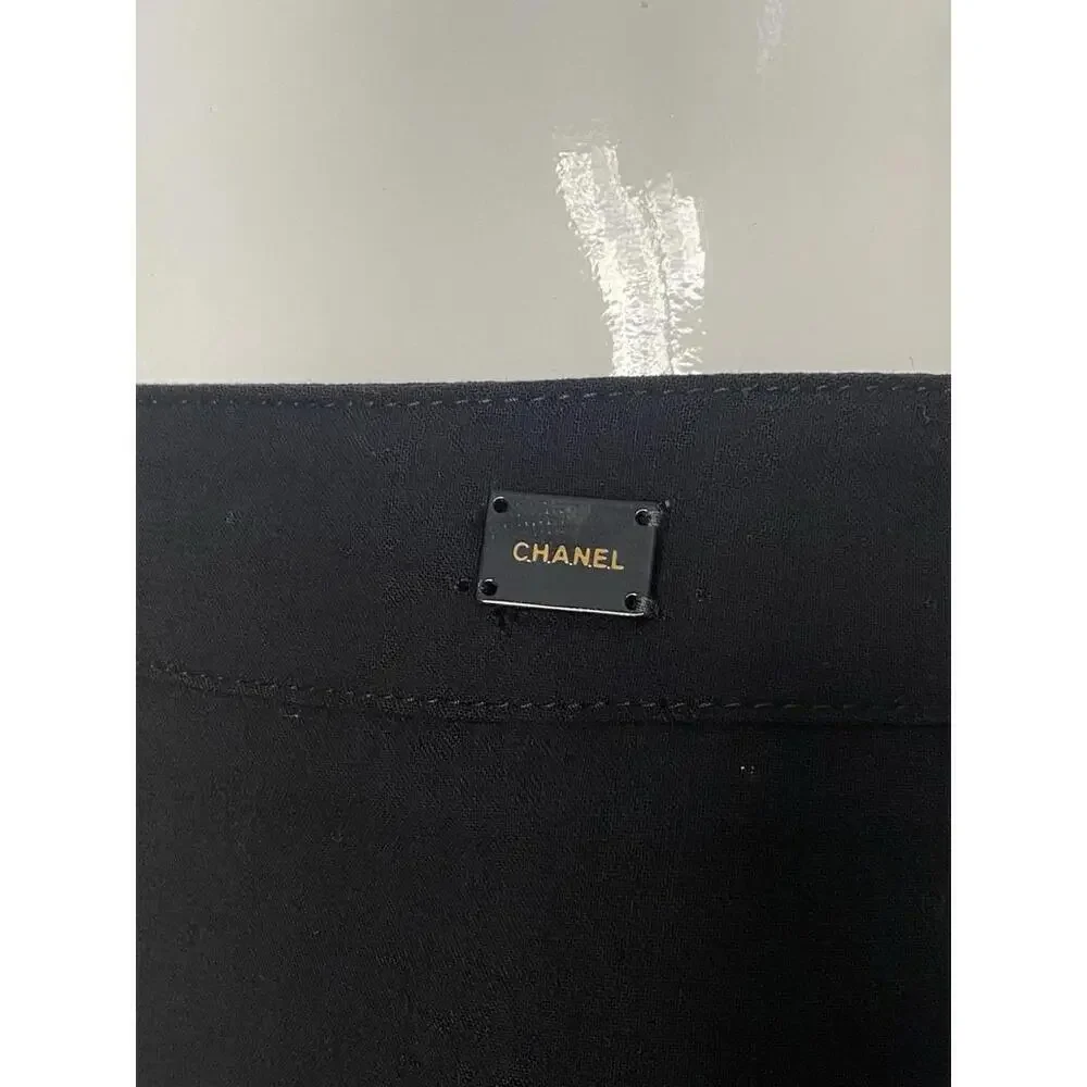 Vintage 03C CHANEL 2003 Black Wool Slim Pants FR-36